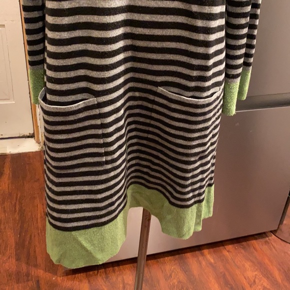 Eliza J Sweater Dress black gray green stripe color block size Large - Picture 4 of 10